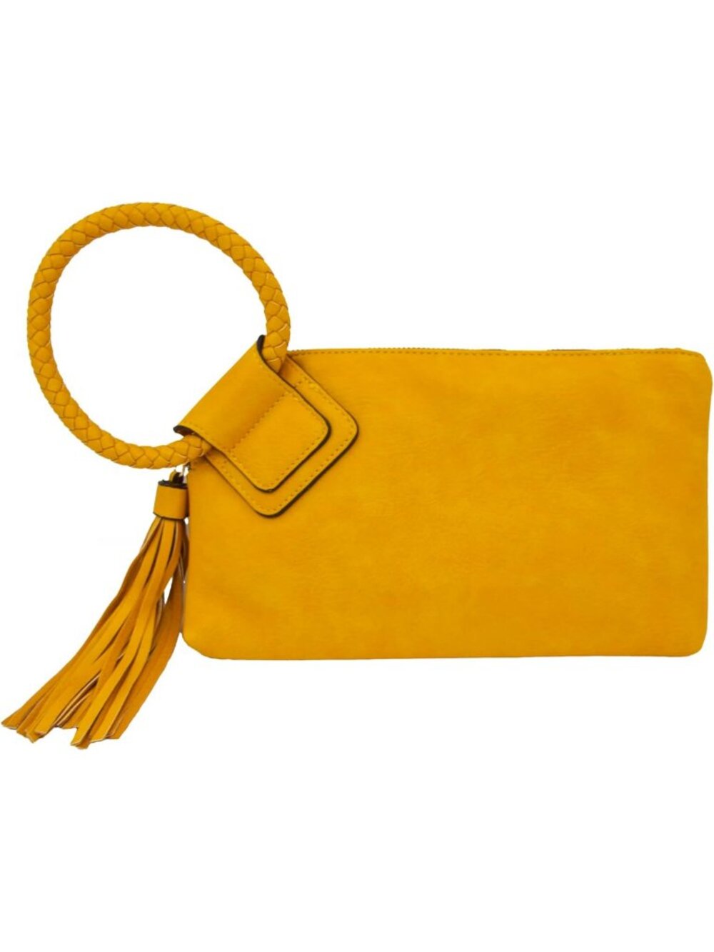 Women Mustard Gold Leather Formal Purse Wristlet Wallet Casual Evening Handbag